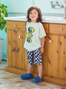 「アイテム（サンダル、ブルー系）」を使った、MARKEY'Sさん（キッズ・110cm）の夏コーディネート