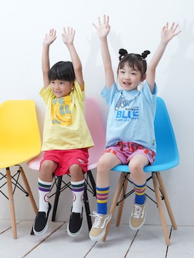「アイテム（イエロー系）」を使った、MARKEY'Sさん（キッズ・110cm）の夏コーディネート