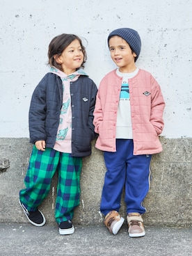 「アイテム（ノーカラージャケット）」を使った、MARKEY'Sさん（キッズ・110cm）の冬コーディネート