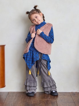 「アイテム（付け襟）」を使った、MARKEY'Sさん（キッズ・110cm）の冬コーディネート