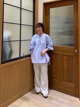 「CIAOPANIC TYPY（チャオパニックティピー）のフリンジ微フレアスウェットパンツ（その他パンツ）」を使った、yukinoさん（レディース・155cm）の春コーディネート