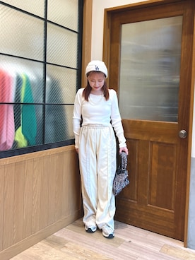 「韓国コーデ」｜「アイテム（ニットキャップ/ビーニー）」を使った、yukinoさん（レディース・155cm）の春コーディネート