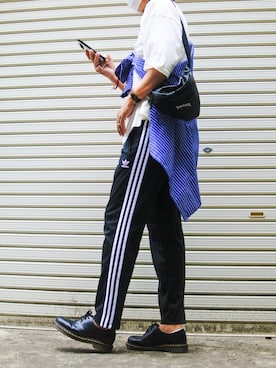 「Dr. Martens（ドクターマーチン）のDr.Martens / ドクターマーチン 1461 3EYE GIBSON SHOE 3ホール ギブソン シューズ ブーツ（ブーツ）」を使った、ARu.さん（メンズ・172cm）の夏コーディネート