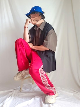 「EMMA  CLOTHES」｜「アイテム（キャップ）」を使った、ARu.さん（メンズ・171cm）の夏コーディネート