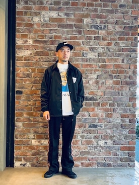 「schott（ショット）のアイテム（ナイロンジャケット）」を使った、atsushiさん（メンズ・172cm）の冬コーディネート