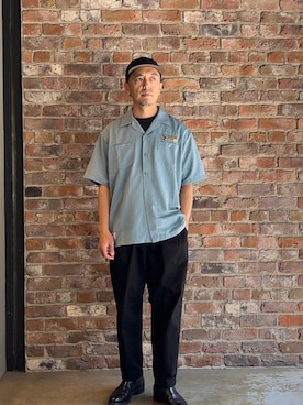 「schott（ショット）のSchott/ショット/TC DOUBLE PLEATED WIDE PANTS/2タック ワイドパンツ（チノパンツ）」を使った、atsushiさん（メンズ・172cm）の春コーディネート