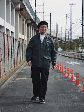 「schott（ショット）のアイテム（オールインワン・サロペット）」を使った、atsushiさん（メンズ・172cm）の冬コーディネート