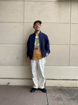 「バンドT」｜「アイテム（ブルゾン）」を使った、atsushiさん（メンズ・172cm）の秋コーディネート