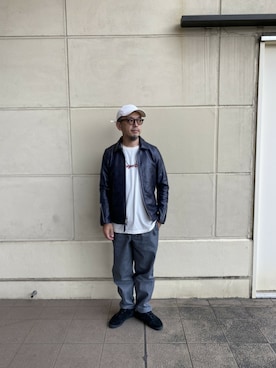 「Tシャツ/カットソー」｜「アイテム（ライダースジャケット）」を使った、atsushiさん（メンズ・172cm）の夏コーディネート