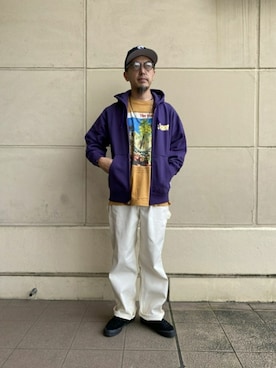 「schott（ショット）のアイテム（キャップ）」を使った、atsushiさん（メンズ・172cm）の秋コーディネート