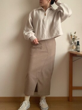 「apres jour（アプレジュール）のアイテム（スウェット）」を使った、mionさん（レディース・152cm）の冬コーディネート