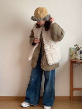 「classicalelf（クラシカルエルフ）のアイテム（ノーカラージャケット）」を使った、mionさん（レディース・152cm）の冬コーディネート