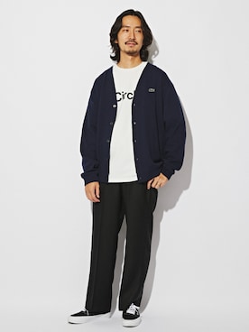 LACOSTE × JOURNAL STANDARD / 別注 鹿の子 Vネックカーディガンを使っ