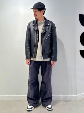 「JOURNAL STANDARD（ジャーナルスタンダード）のアイテム（ライダースジャケット）」を使った、ジャーナルスタンダード メンズさん（メンズ・166cm）の秋コーディネート