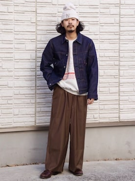 「低身長男子」｜「アイテム（デニムジャケット）」を使った、ジャーナルスタンダード メンズさん（メンズ・165cm）の冬コーディネート