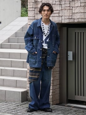 「アイテム（シャツ/ブラウス、ブルー系）」を使った、ジャーナルスタンダード メンズさん（メンズ・167cm）の秋コーディネート