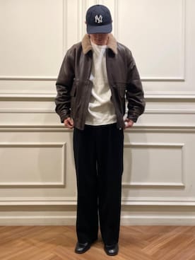 「アイテム（ブルゾン、ブラウン系）」を使った、ジャーナルスタンダード メンズさん（メンズ・180cm）の冬コーディネート