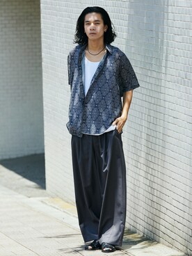 「柄シャツ」｜ジャーナルスタンダード メンズさん（メンズ・181cm）の夏コーディネート