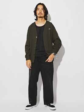 LACOSTE × JOURNAL STANDARD / 別注 鹿の子 Vネックカーディガンを使っ