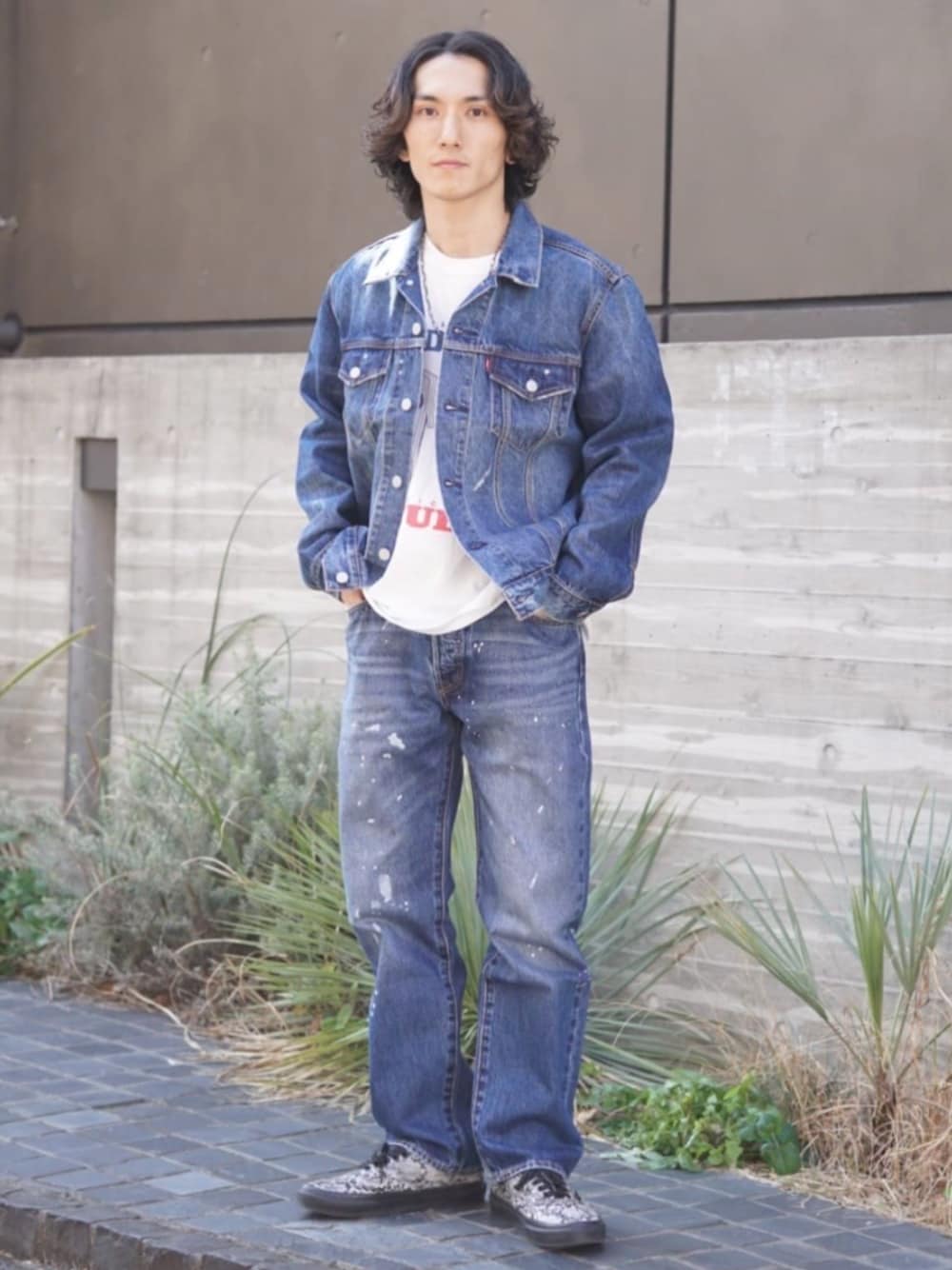 【中古格安】ジャーナルスタンダード インディゴ　ストライプ　ジャケット（Lサイズ）+パンツ（Mサイズ）　セットアップ　 メンズ