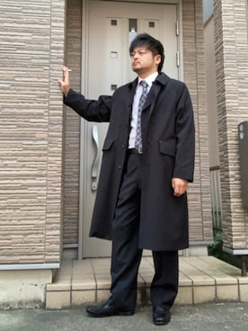 「仕事着」｜「アイテム（ステンカラーコート）」を使った、タルナンドさん（メンズ・165cm）の秋コーディネート
