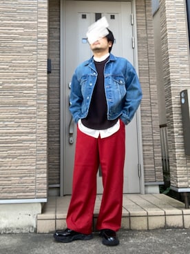 「JUNRED（ジュンレッド）のアイテム（デニムジャケット）」を使った、タルナンドさん（メンズ・165cm）の冬コーディネート