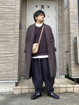 「ニットベスト」｜「アイテム（チェスターコート）」を使った、タルナンドさん（メンズ・165cm）の冬コーディネート