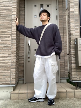 「epnok（エプノック）のアイテム（ニット/セーター）」を使った、タルナンドさん（メンズ・165cm）の春コーディネート