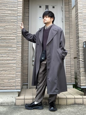 「ニットベスト」｜「アイテム（トレンチコート）」を使った、タルナンドさん（メンズ・165cm）の春コーディネート