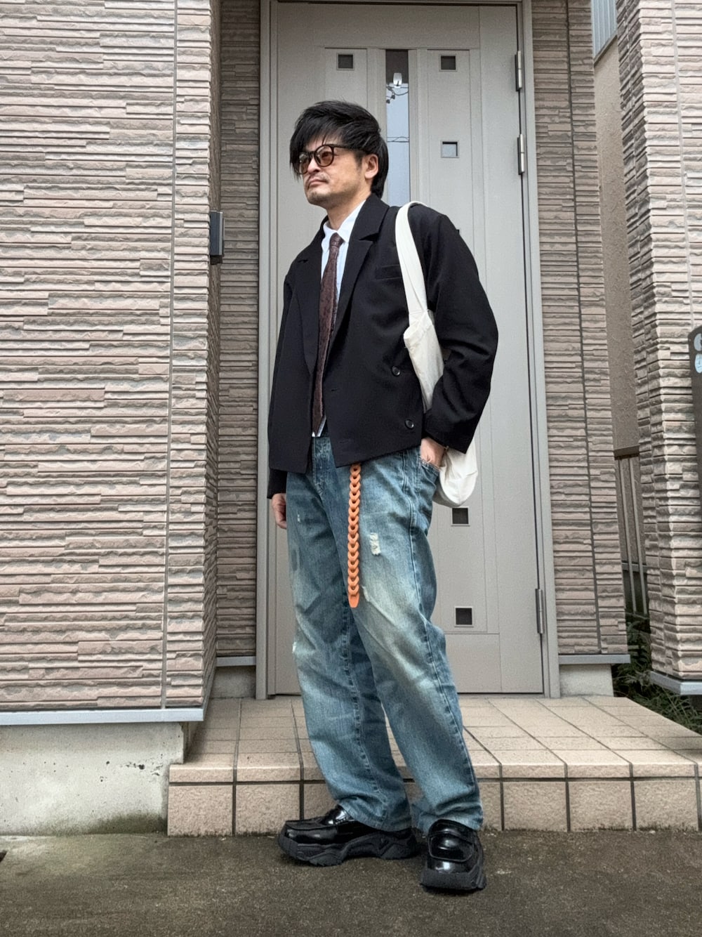ドレープオーバー ダブルショートジャケット【セットアップ対応