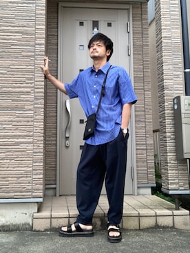 「ブルーコーデ」｜「アイテム（アナログ腕時計）」を使った、タルナンドさん（メンズ・165cm）の夏コーディネート