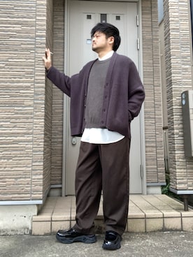 「remer（リメール）のアイテム（スラックス）」を使った、タルナンドさん（メンズ・165cm）の冬コーディネート