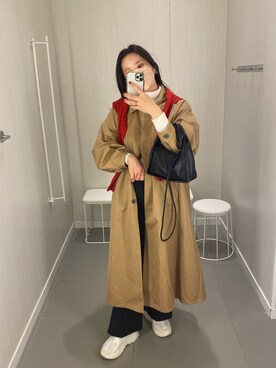 「GRL」｜「アイテム（ステンカラーコート）」を使った、CANAさん（レディース・162cm）の冬コーディネート