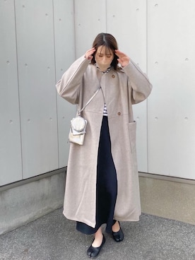 「GRL」｜「アイテム（ノーカラーコート）」を使った、CANAさん（レディース・162cm）の冬コーディネート