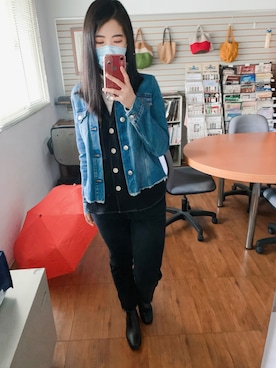 「通勤穿搭」｜「アイテム（デニムジャケット）」を使った、wear C.🇹🇼さん（レディース・167cm）の冬コーディネート