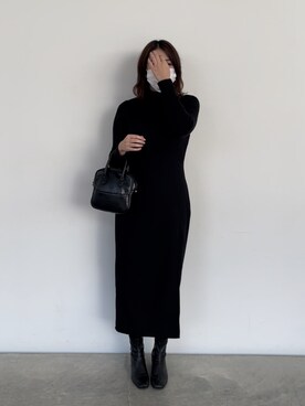 「Linkのアイテム（バッグ、ブラック系）」を使った、rinoさん（レディース・165cm）の冬コーディネート