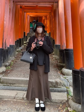 「LOWRYS FARM（ローリーズファーム）のハイウエストマーメイドスカート　257352（スカート、ブラウン系）」を使った、rinoさん（レディース・165cm）の春コーディネート