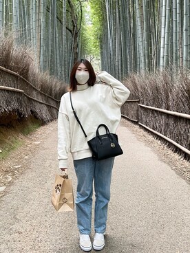 「VANS（バンズ）のVANS ヴァンズ V36CF CALM　OLD SKOOL SAND（スニーカー、ベージュ系）」を使った、rinoさん（レディース・165cm）の春コーディネート