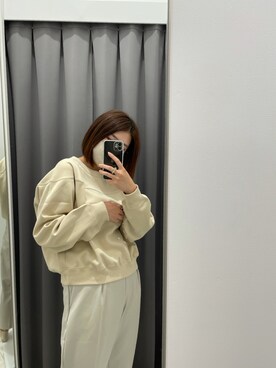 「UNIQLO（ユニクロ）のアイテム（スウェット、ホワイト系）」を使った、rinoさん（レディース・165cm）の秋コーディネート