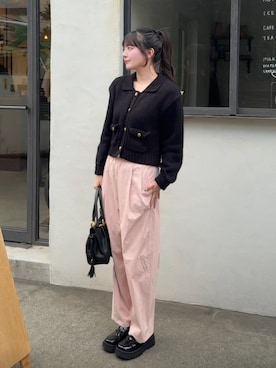 「ZARA（ザラ）のアイテム（ローファー、ブラック系）」を使った、kurumiさん（レディース・160cm）の春コーディネート