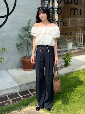 「アイテム（スラックス）」を使った、kurumiさん（レディース・160cm）の夏コーディネート