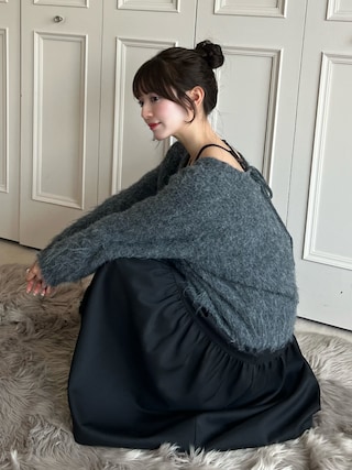 JUNOAH  バックリボンニット フレアキャミワンピースセット Sサイズ セール】バックリボンニット+ティアードフレアキャミワンピース