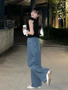 「アイテム（シュシュ、ホワイト系）」を使った、kurumiさん（レディース・160cm）の夏コーディネート