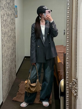 「Mardi Mercredi（マルディメクルディ）のCAP ALUMNI CLASSIQUE（キャップ、ブルー系）」を使った、kurumiさん（レディース・160cm）の春コーディネート