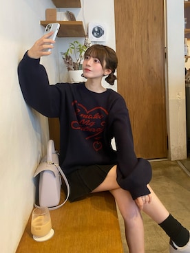 「moment+（モーメントプラス）のアイテム（ニット/セーター）」を使った、kurumiさん（レディース・160cm）の秋コーディネート