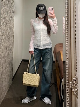 「Mardi Mercredi（マルディメクルディ）のCAP ALUMNI CLASSIQUE（キャップ、ブルー系）」を使った、kurumiさん（レディース・160cm）の春コーディネート