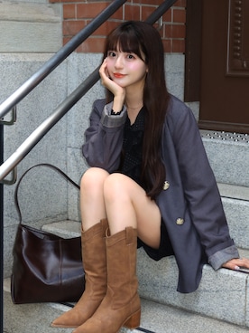 「Cherir Mignon（シェリルミニョン）のアイテム（ジャケット/アウター）」を使った、kurumiさん（レディース・160cm）の秋コーディネート