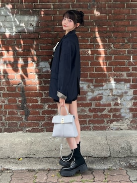 「アイテム（テーラードジャケット、ブルー系）」を使った、kurumiさん（レディース・160cm）の秋コーディネート