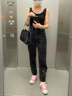 「GRL（グレイル）のチェーンフラップショルダーバッグ（ショルダーバッグ）」を使った、LONさん（レディース・163cm）の夏コーディネート