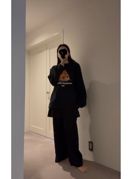 「AMERICAN HOLIC（アメリカンホリック）の【２点セット】レイヤードパンツ（その他パンツ、ブラック系）」を使った、≡さん（レディース・159cm）の春コーディネート